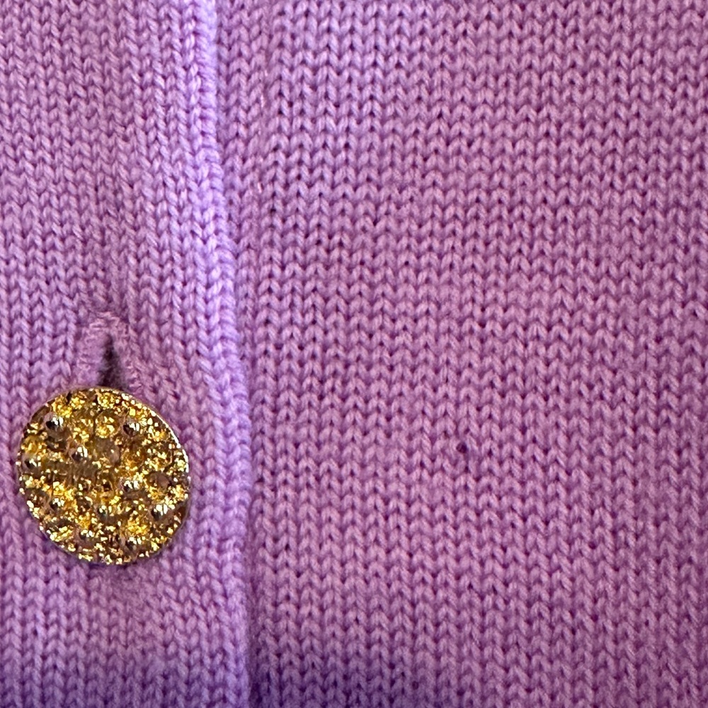 Vintage Burberry London 100% Merino Wool Cardigan Lilac Gold Buttons Scotland - Picture 5 of 7